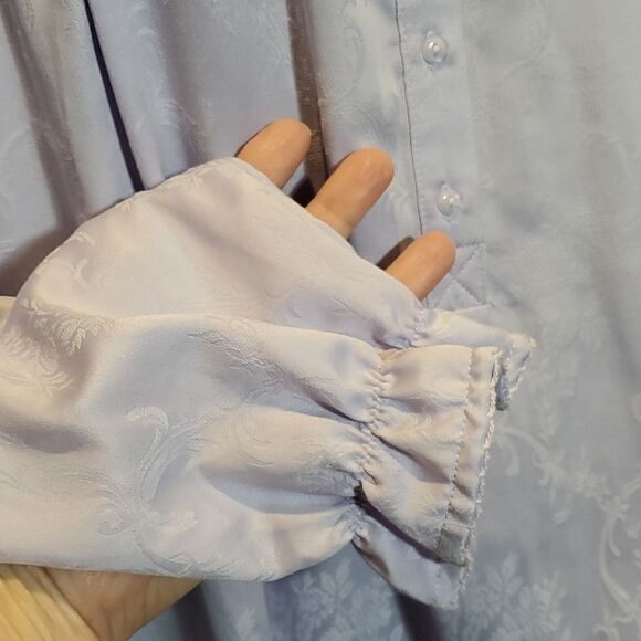 Adonna Sz M Lavender Embossed Floral Comfy Soft Long Sleeve Gown Pajamas 624 - Picture 4 of 9